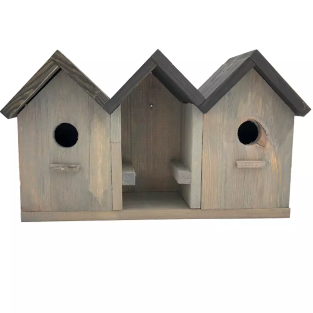 Verwarren Distributie Verzadigen Dubbel vogelhuisje met ruimte voor pindakaaspot! - Buxus Vervanger